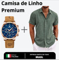 Camisa Manga Curta Blond 70% Linho + Relógio de Brinde [PROMOÇÃO APENAS HOJE]